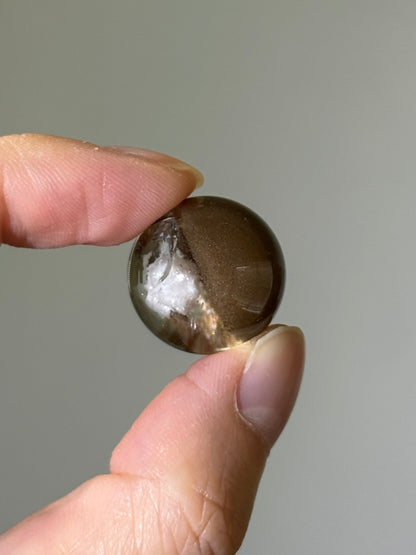 Collector’s Grade Brown Lodalite & White Cotton Like Inclusion Quartz Sphere, Brazil