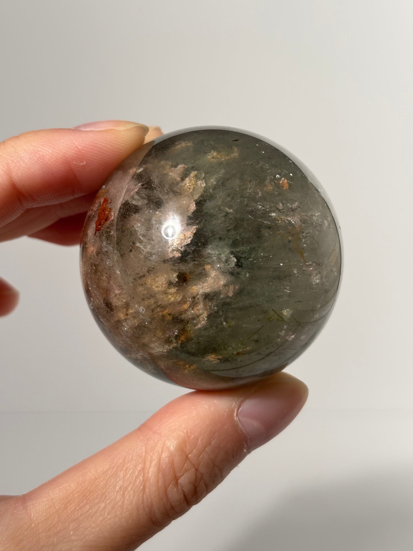 Pink Green Garden Quartz Sphere With Epidote, Zambia