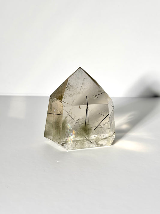 Extra Gemmy Green & Black Tourmaline in Quartz Tower, Brazil