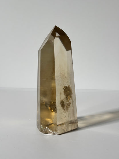 Large Natural Honey Citrine With White Phantom Inclusion Tower, Brazil