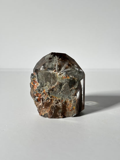 Rare Brown Phantom Lodalite Quartz Tower With Silver Rutile, Brazil