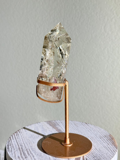 Statement Natural Champagne Rainbow Citrine Point On Customized Stand, Brazil