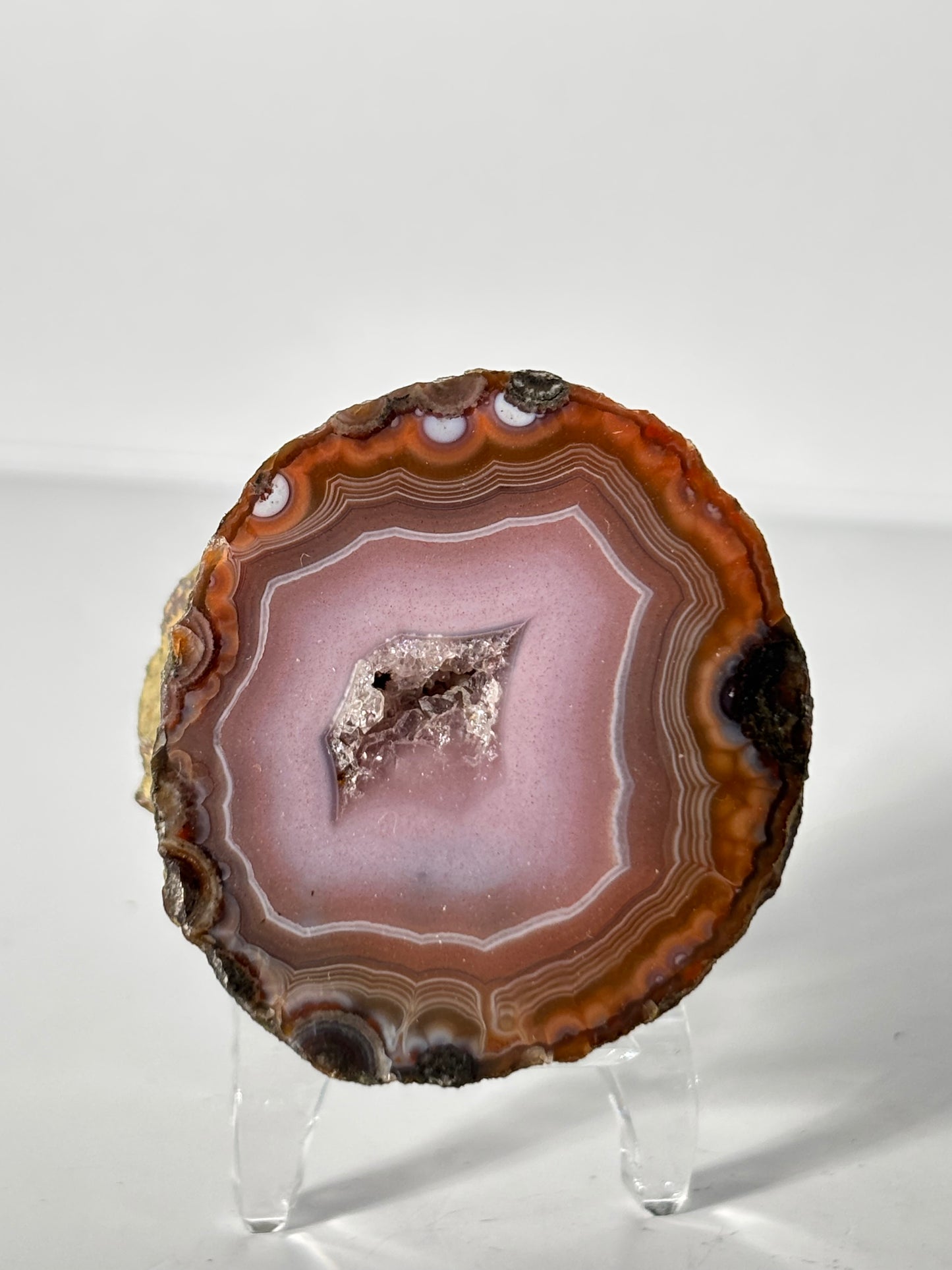 High Quality Large Pink Druzy Zhanguo Agate Pair, China