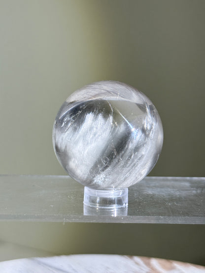 Rare Collector's Grade Gray Amphibole Quartz Sphere, Brazil