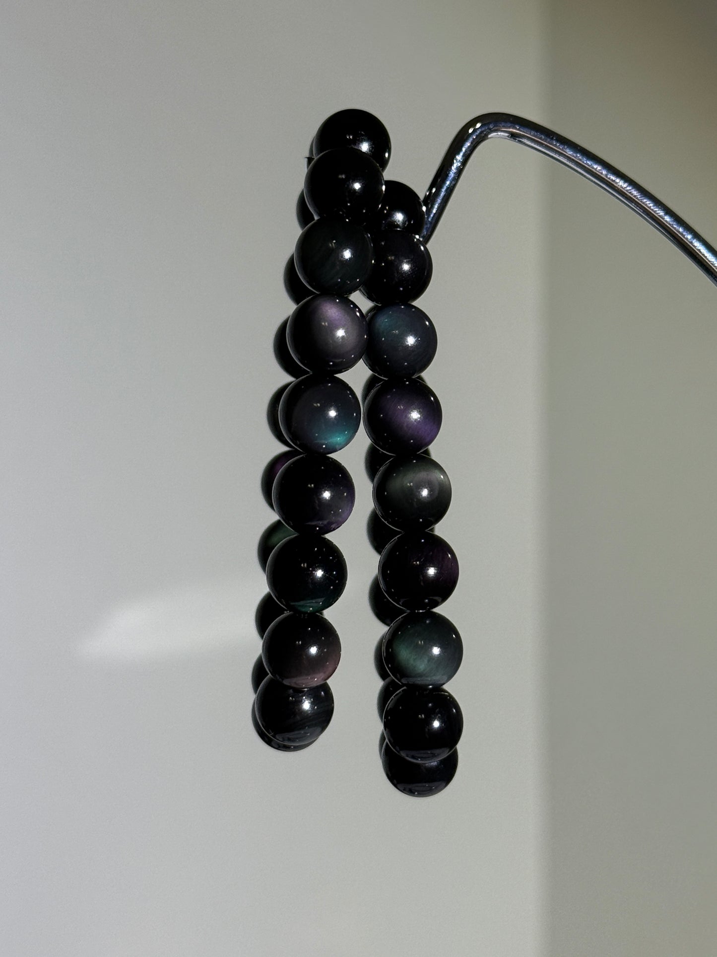 Large Beaded Rainbow Obsidian Bracelets, 10mm