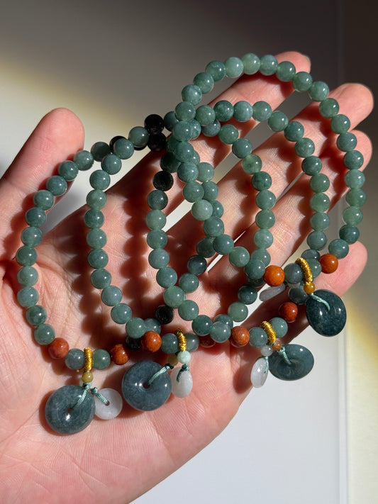 Guatemalan Jade Bracelet With Design, 6mm