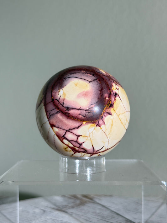 Beautiful Golden & Pink Mookaite Jasper Sphere, Australia