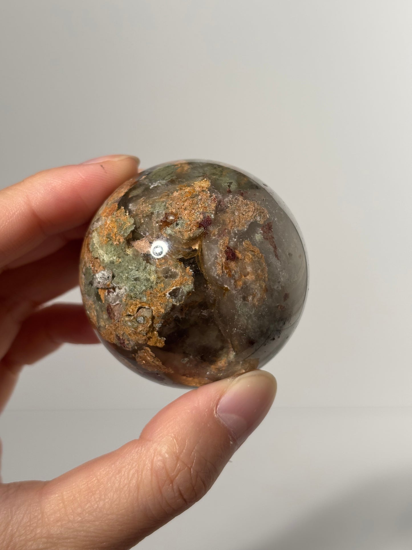 High Quality Vibrant Yellow Green Layered Lodalite Sphere, Zambia