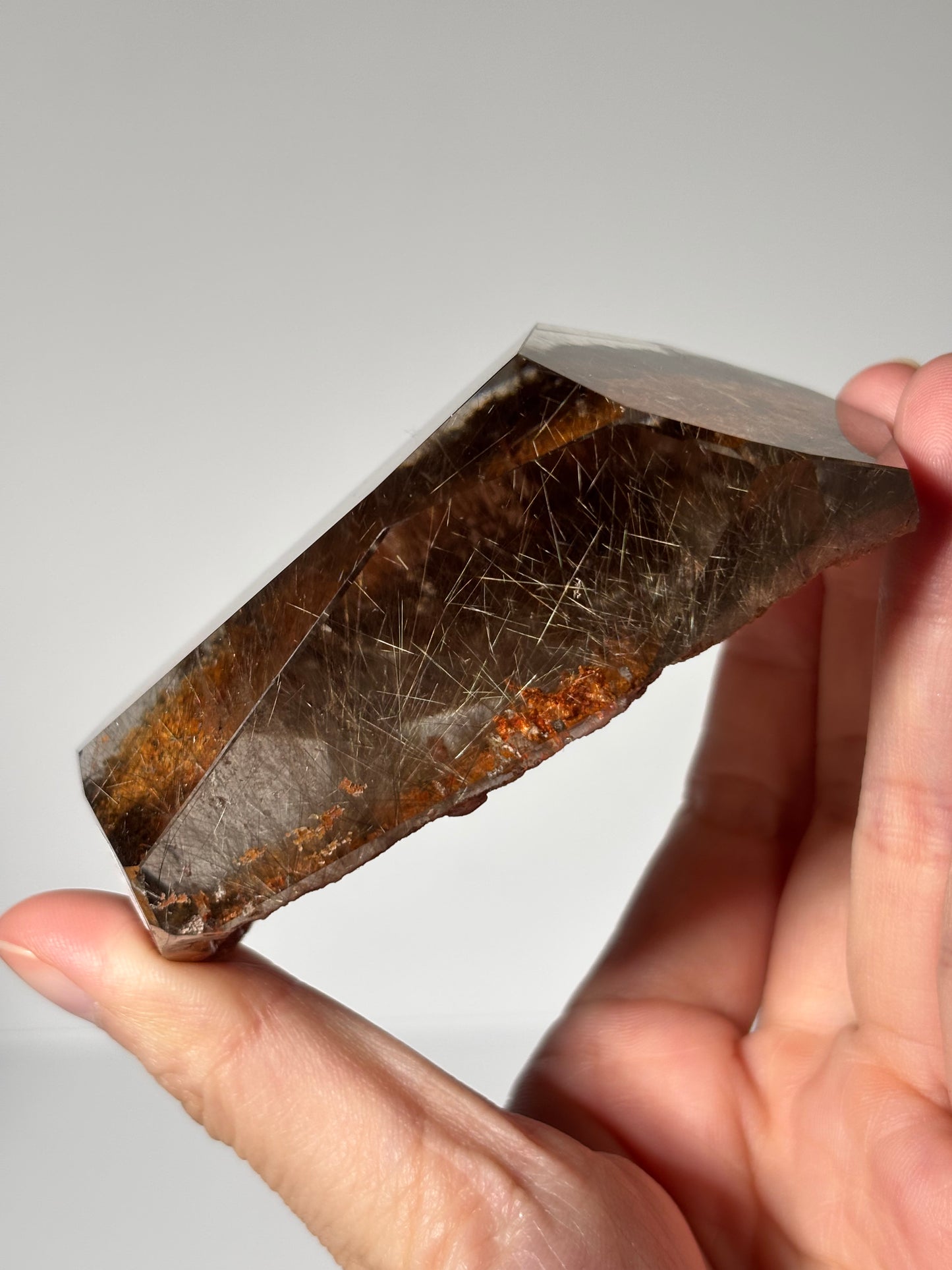 Statement Rare Orange Lodalite With Silver Starburst Rutile Freeform, Brazil