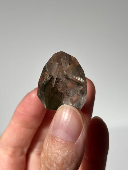 High Quality Golden Starburst Rutile on Green Phantom Chlorite Freeform, Brazil