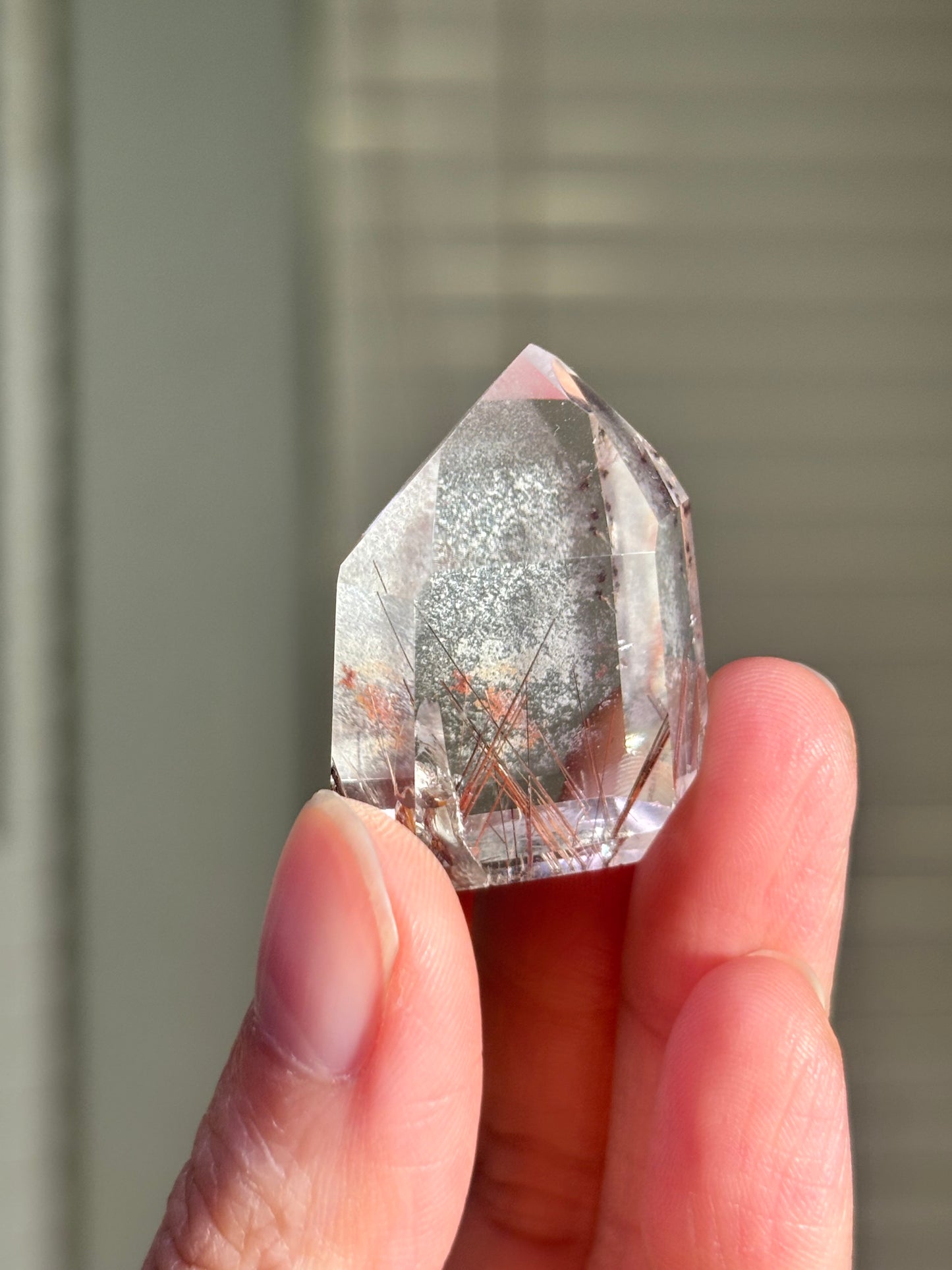 High Quality Pink Lodalite With Red Rutile Tower, Brazil