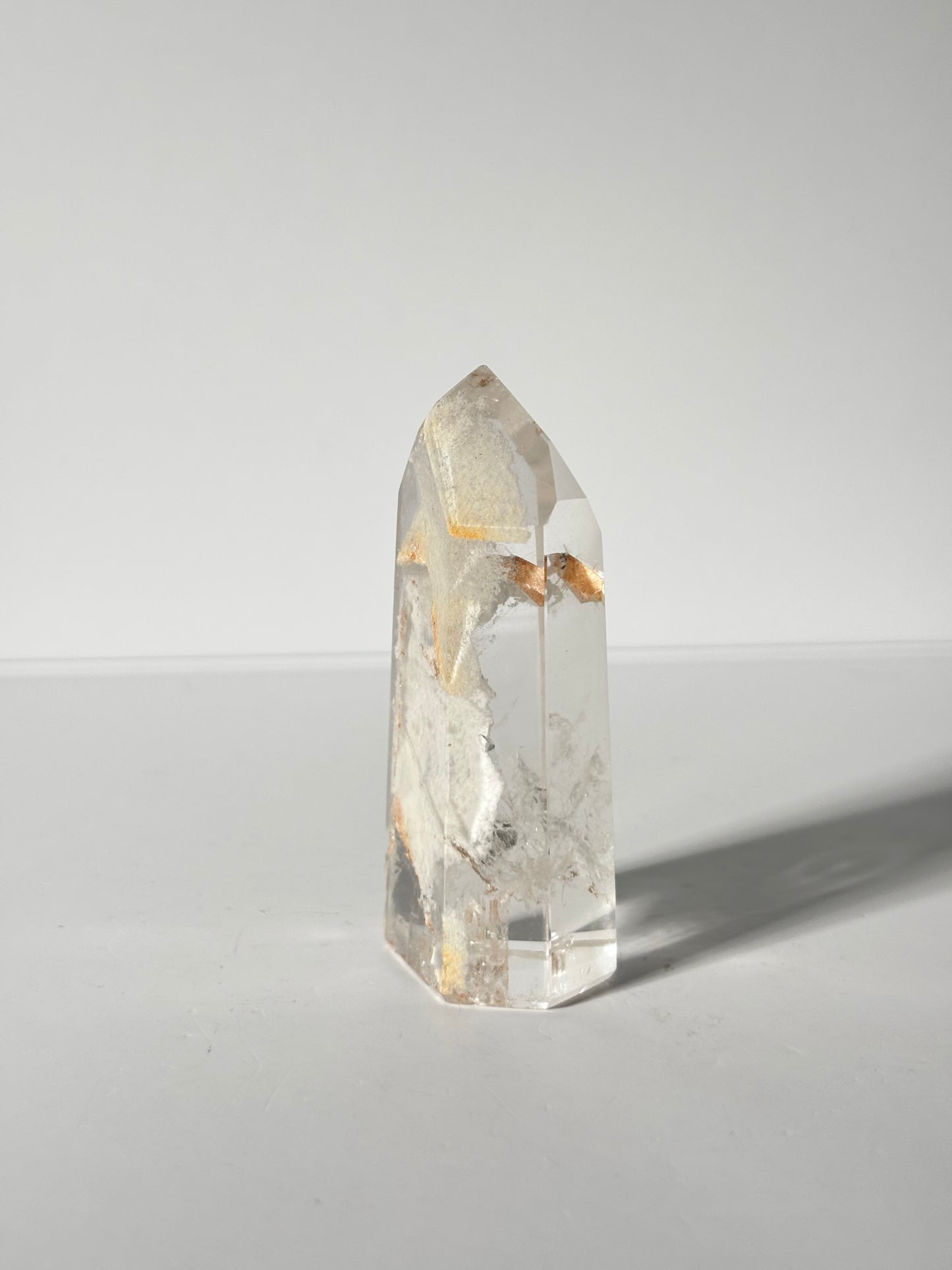 Rare Water Clear White Layered Phantom Lodalite Quartz Tower With Manifestation Quartz, Brazil