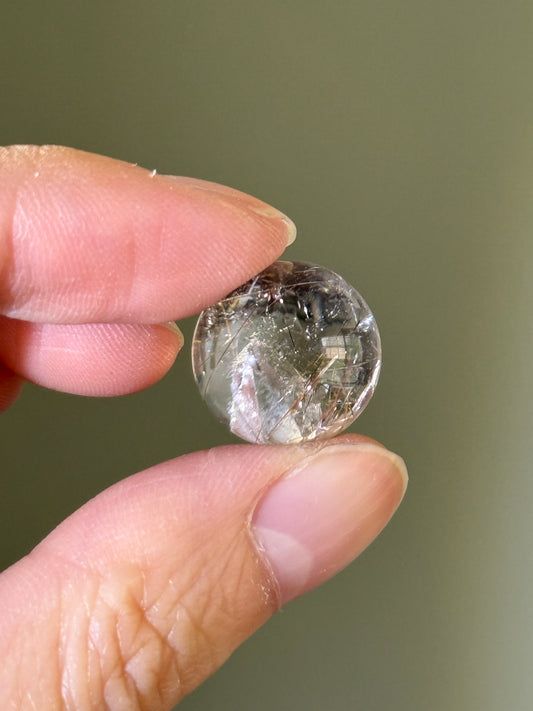 Uncommon Rutilated Quartz With Manifestation Quartz, Crystal in Crystal Sphere, Brazil