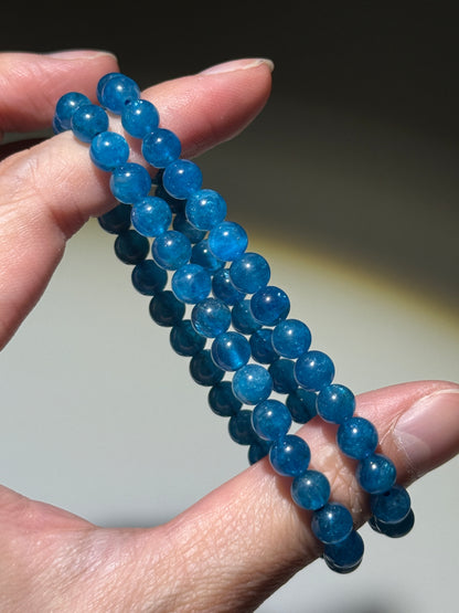 Gemmy Blue Apatite Bracelets, 6.5mm
