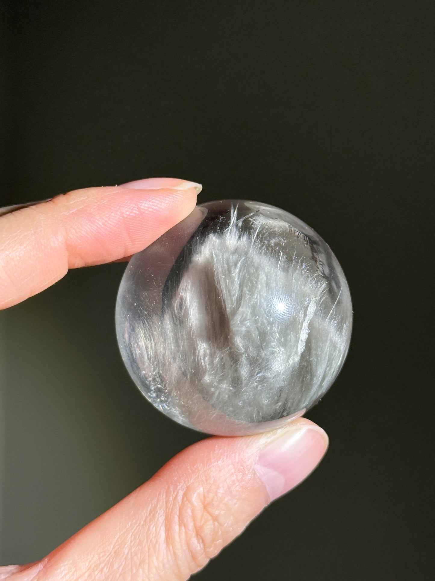 Rare Collector's Grade Gray Amphibole Quartz Sphere, Brazil