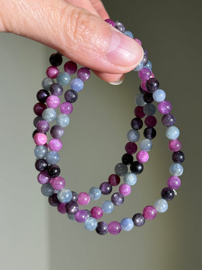 Ruby, Beryl & Sapphire Bracelet, 4.5-5mm