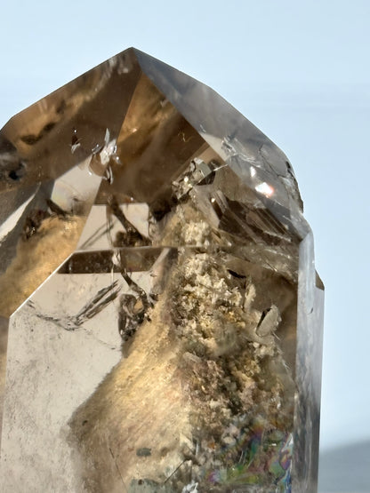High Quality White Phantom Lodalite & Manifestation Quartz In Smoky Quartz Tower, Brazil