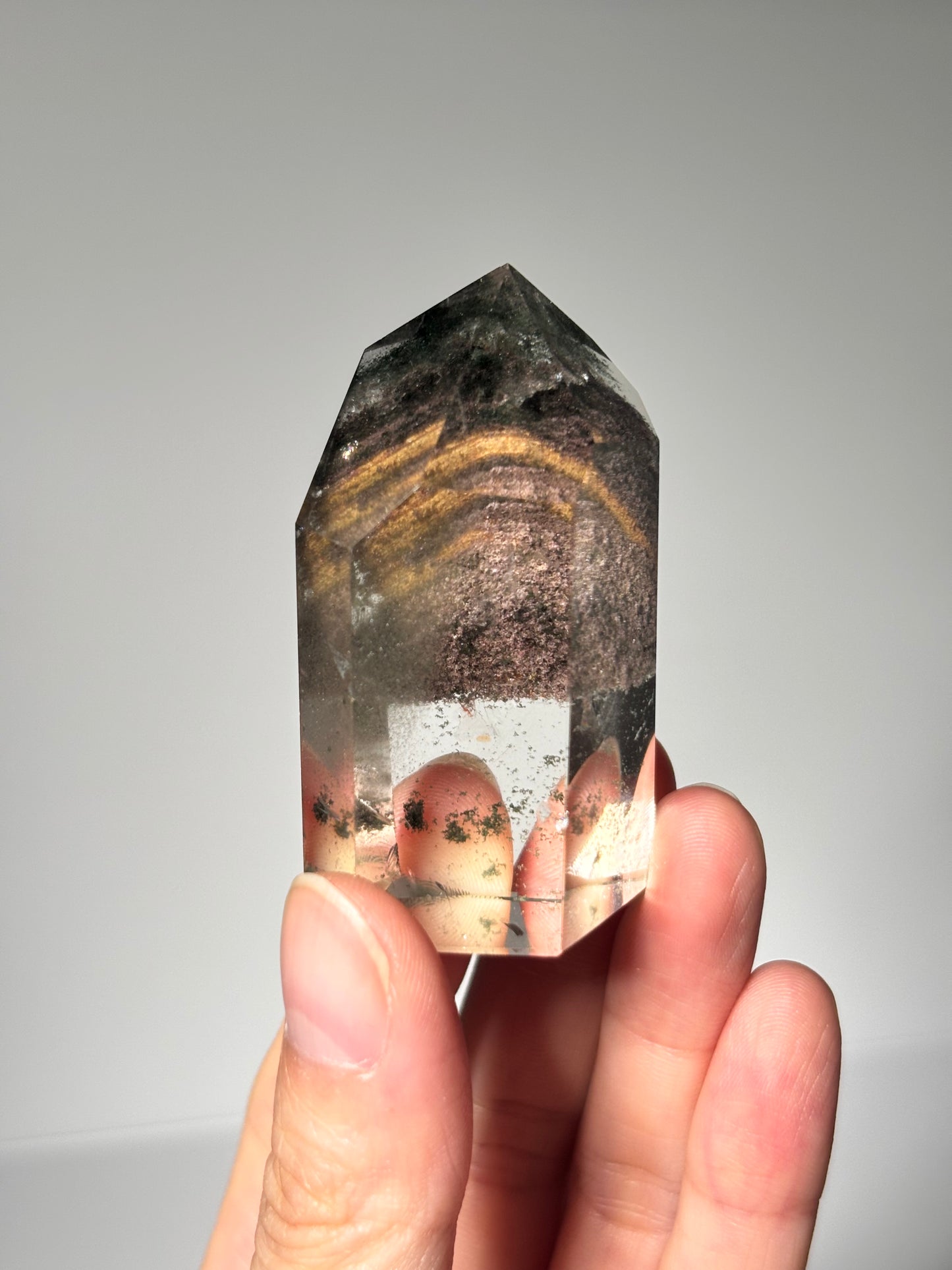 High Quality Water Clear Phantom Chlorite & Lodalite Tower, Brazil