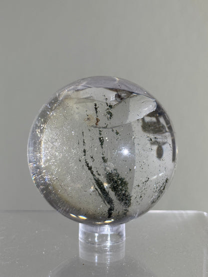 High Quality Rainbowy Green Phantom Chlorite Quartz Sphere, Brazil