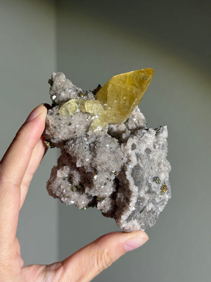 High Quality Large Sweetwater Mine Honey Calcite On Dolomite With Chalcopyrite, USA