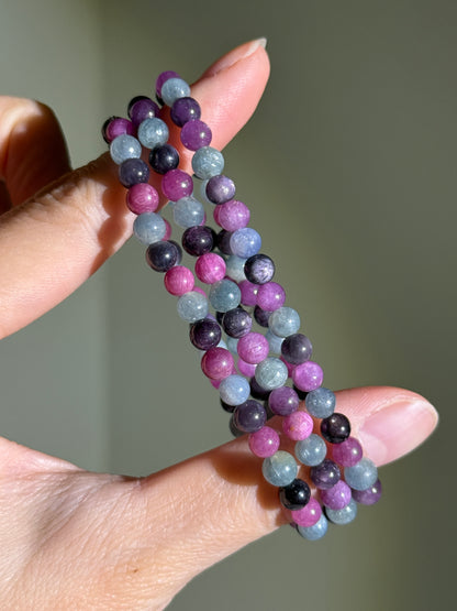 Ruby, Beryl & Sapphire Bracelet, 4.5-5mm