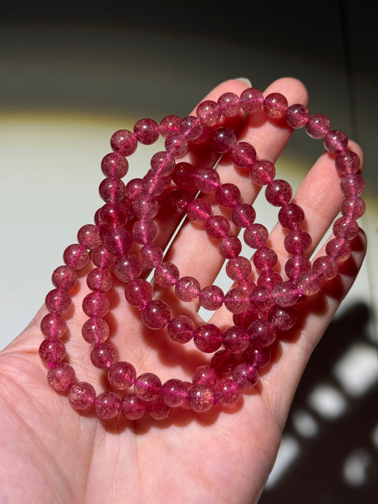 Strawberry Quartz Bracelets, 7mm