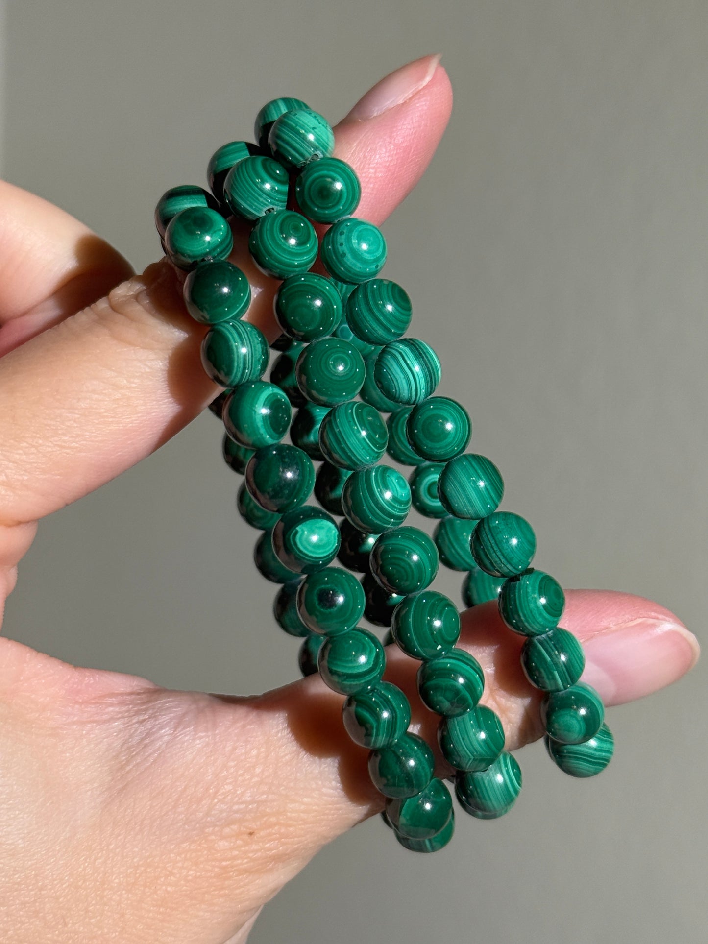 High Quality Orbicular Malachite Bracelets, 7.5mm