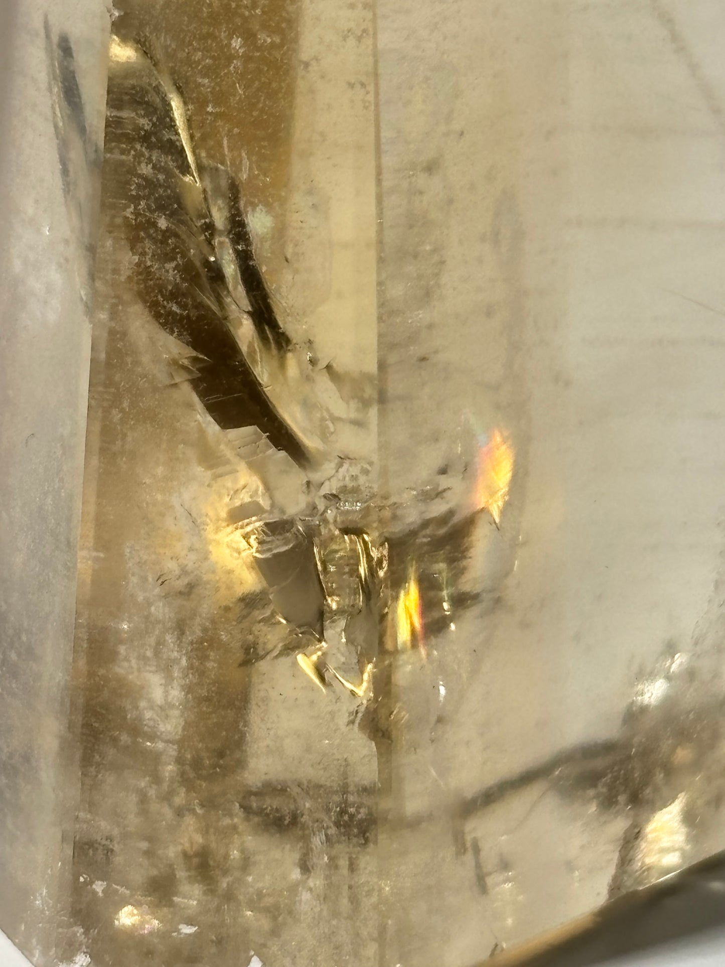 Large Natural Honey Citrine With White Phantom Inclusion Tower, Brazil