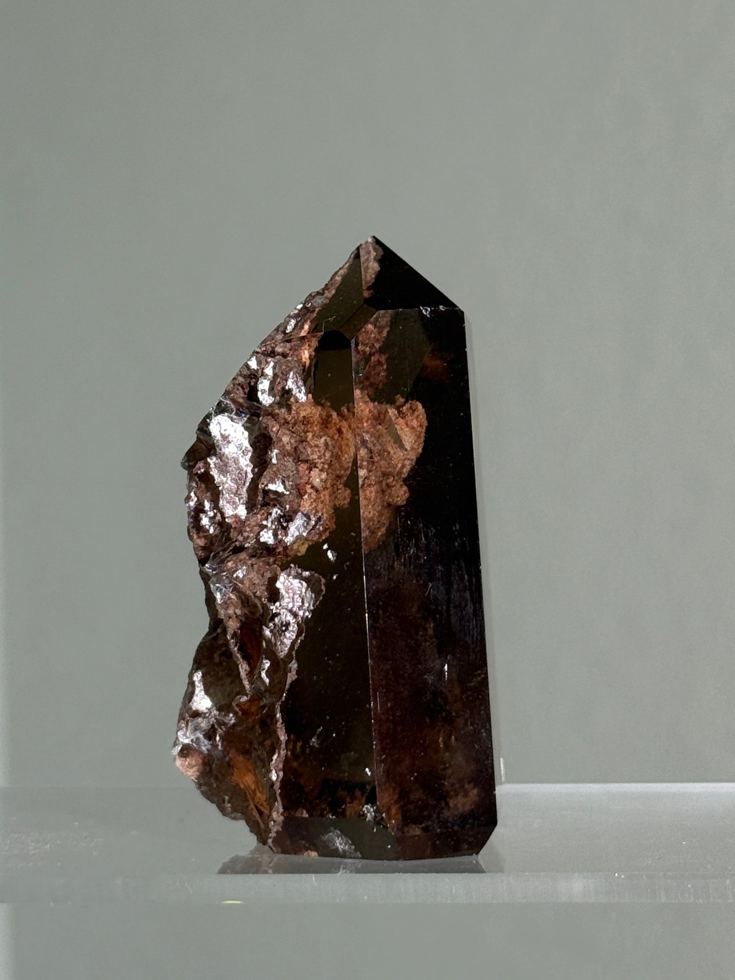 Rare Pink Lodalite in Smoky Quartz Tower, Brazil