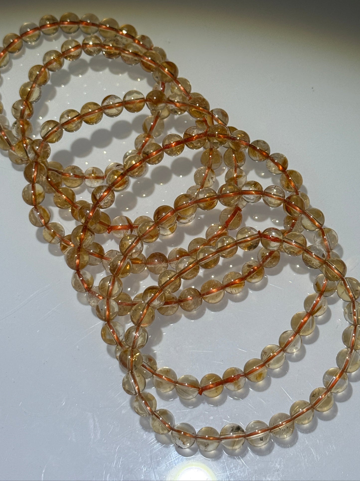 Natural Honey Citrine Bracelets, 7mm
