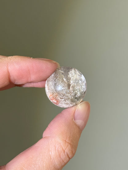 Uncommon White Lodalite With Manifestation Quartz, Crystal in Crystal Sphere, Brazil