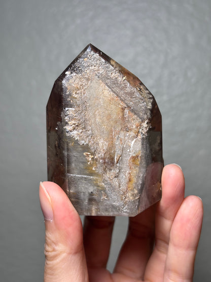 Collector’s Grade Rare Smoky Quartz With Blue Amphibole, Lodalite, Manifestation Quartz & Rutile Tower, Brazil