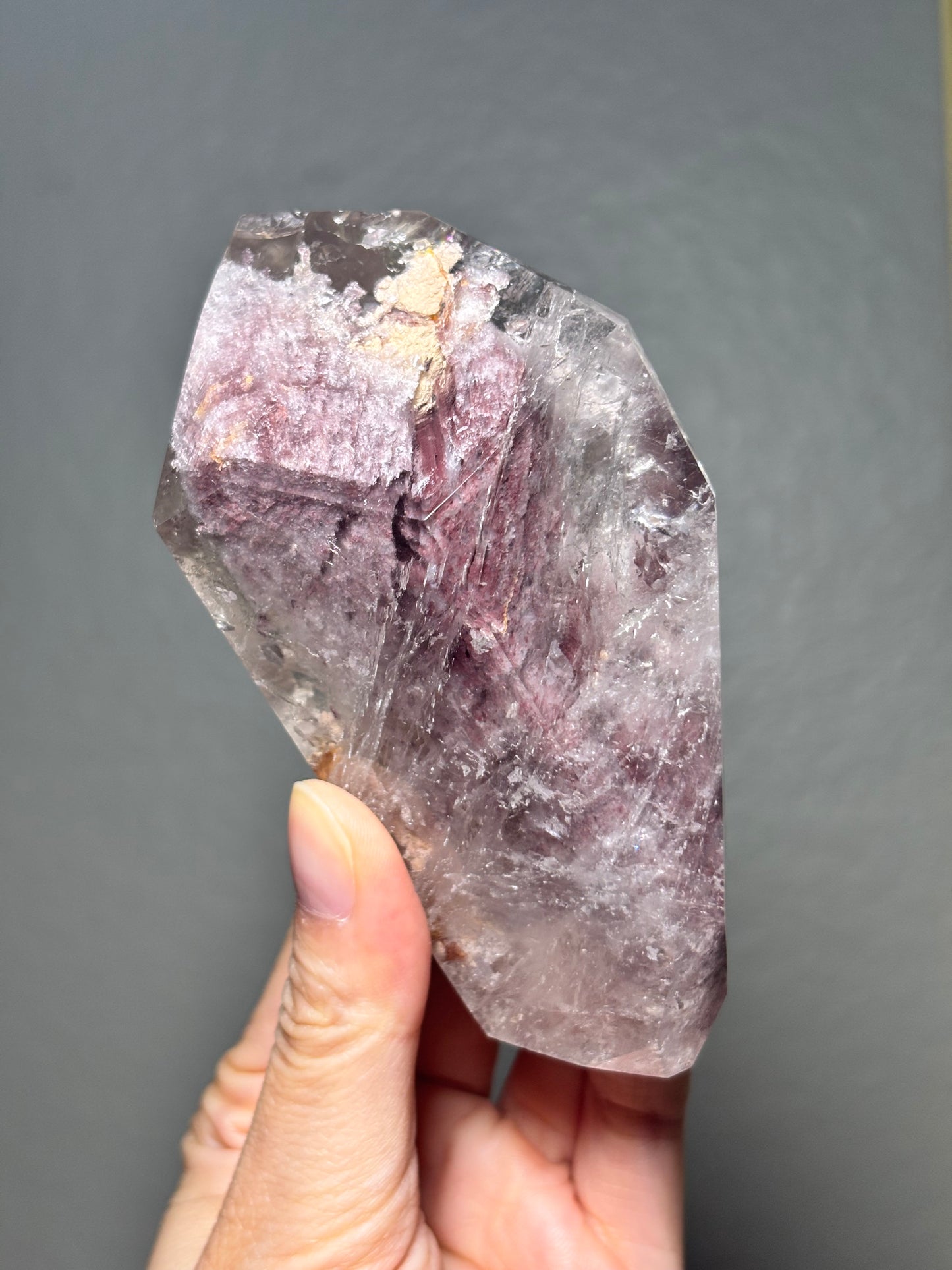 Large Rare Pink Lithium Double Terminated Freeform With Manifestation Quartz, Brazil