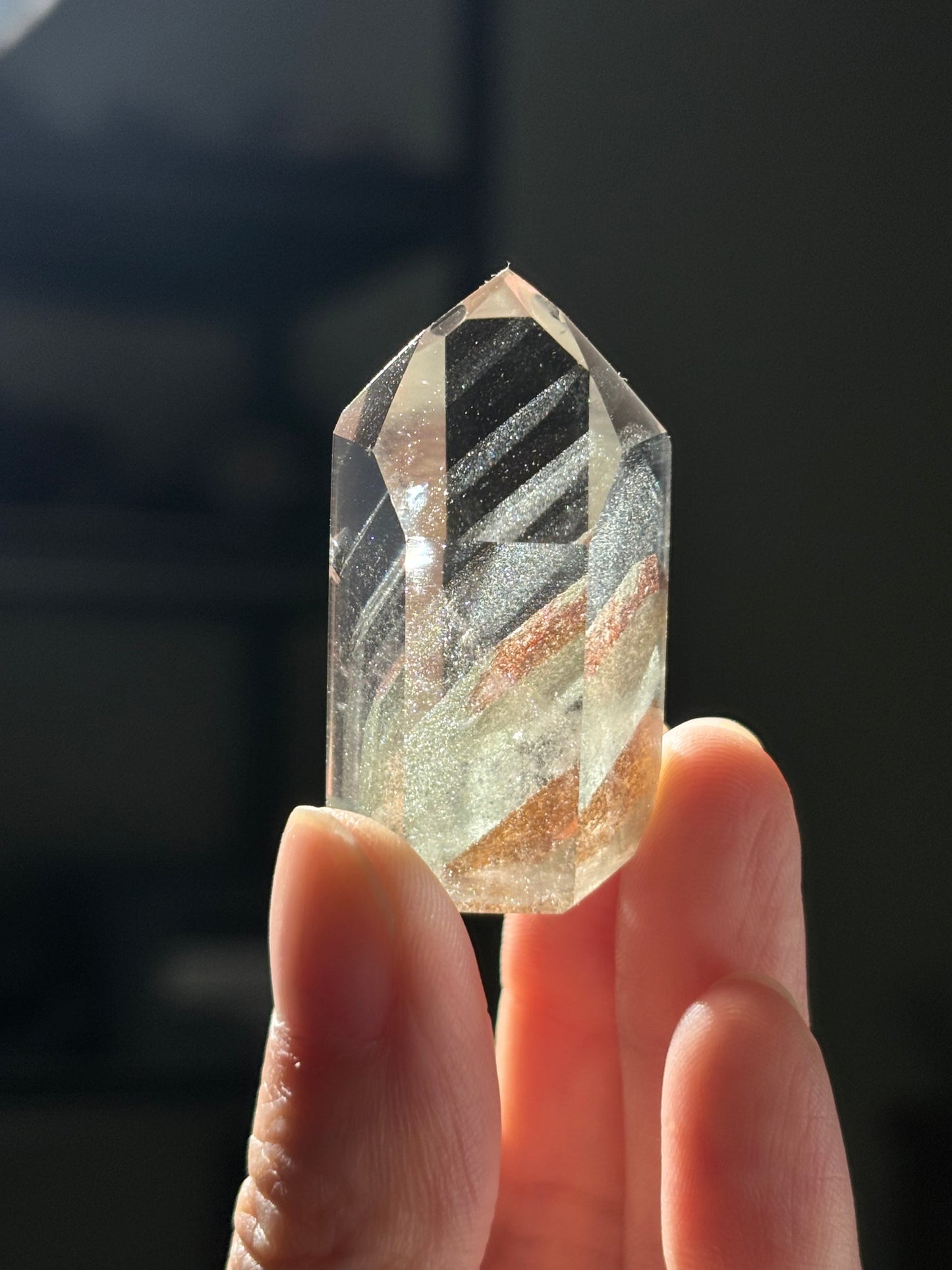 High Quality Water Clear Green Phantom Chlorite Tower With Phantom Lodalite, Brazil