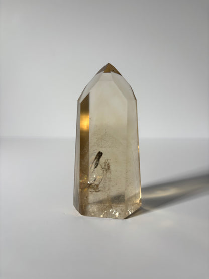 Large Natural Honey Citrine With White Phantom Inclusion Tower, Brazil