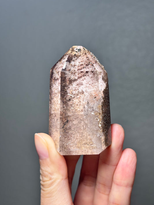 High Quality Light Pink Lodalite Quartz Tower, Brazil