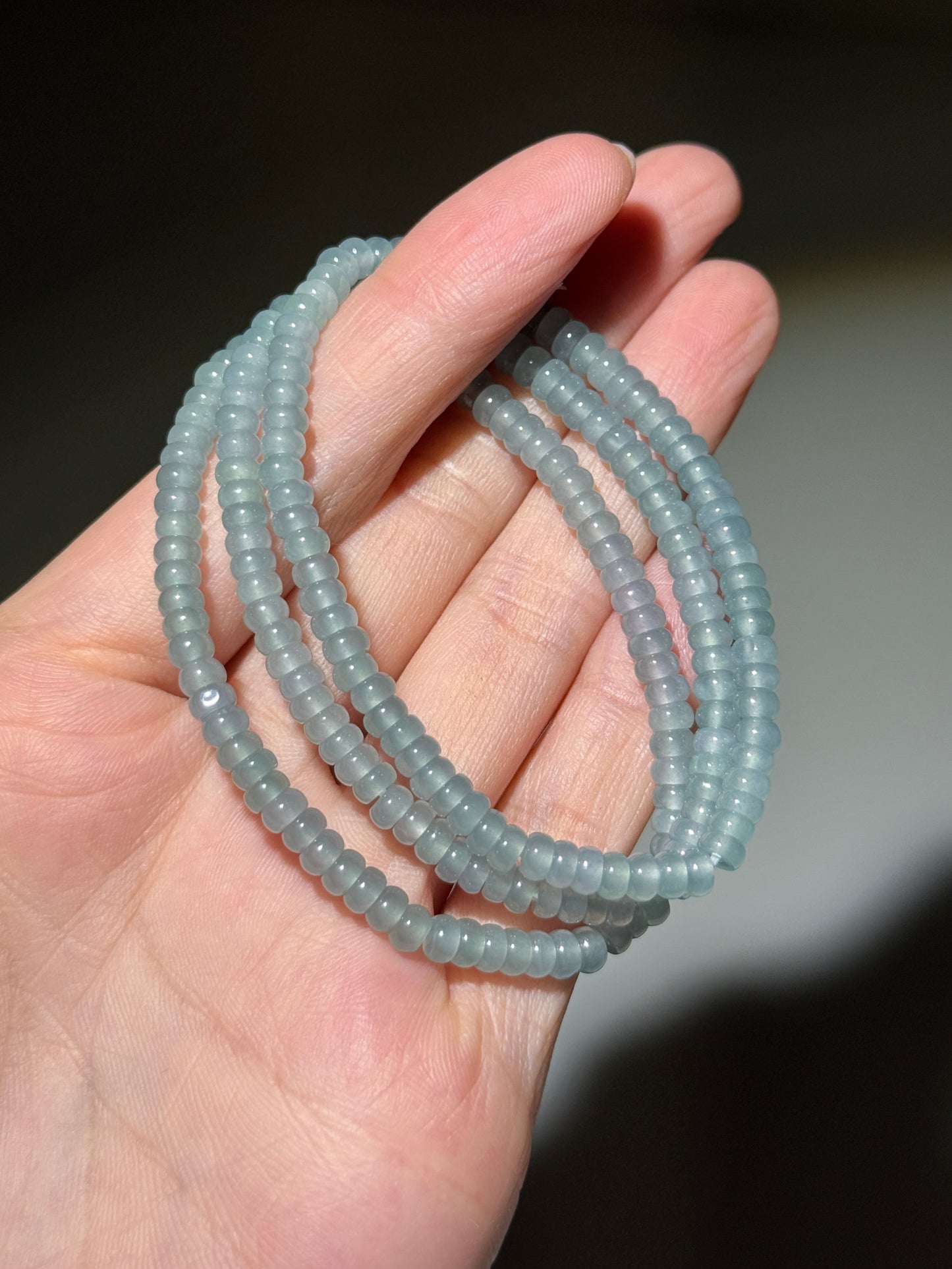 Blue Water Jade Bracelets, Rondelle Beads, 4mm