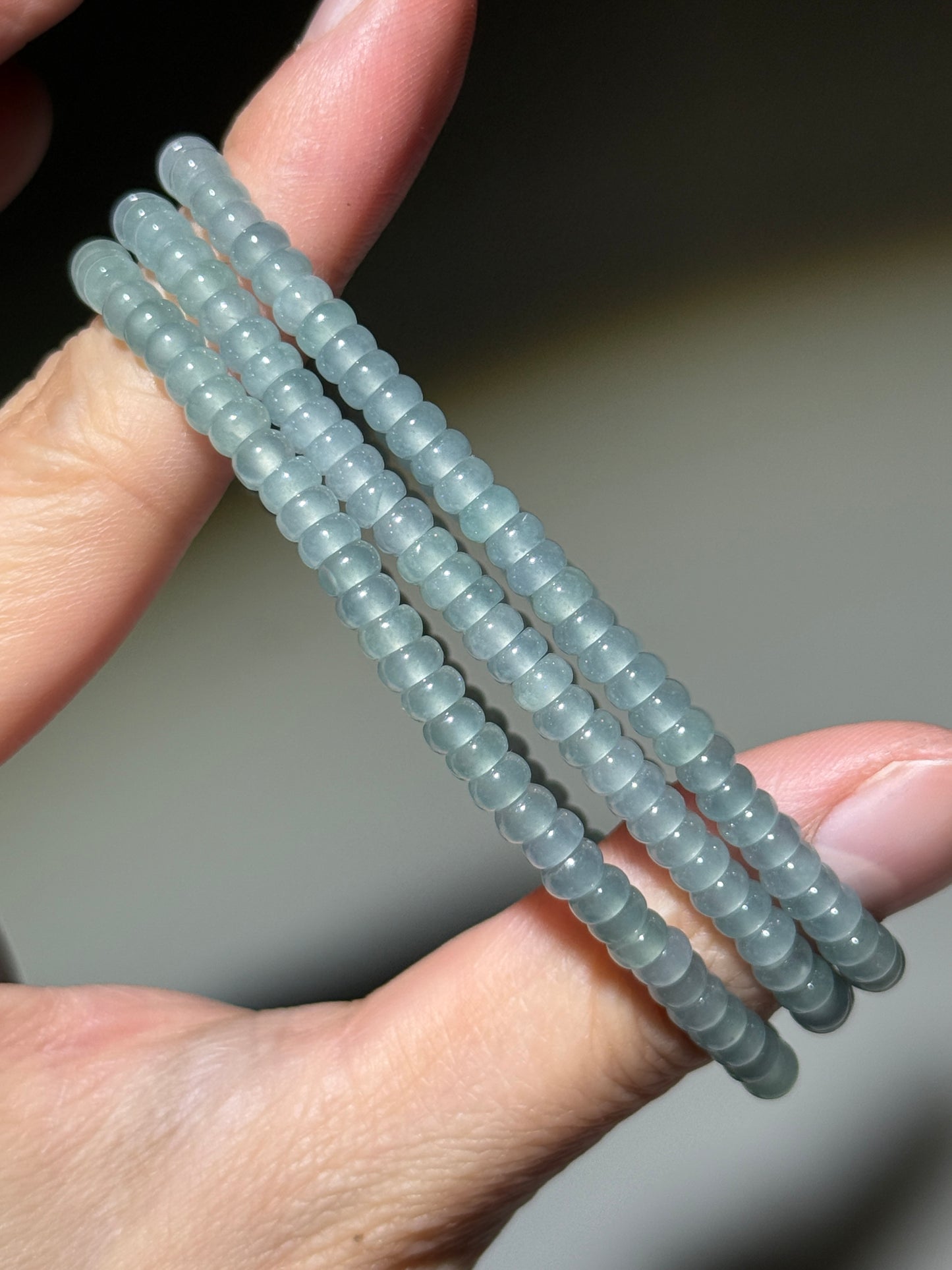 Blue Water Jade Bracelets, Rondelle Beads, 4mm