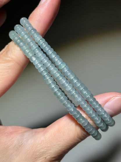 Blue Water Jade Bracelets, Rondelle Beads, 4mm