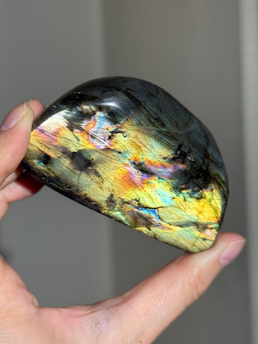 Rainbow Labradorite Freeform, Golden & Silver Flash