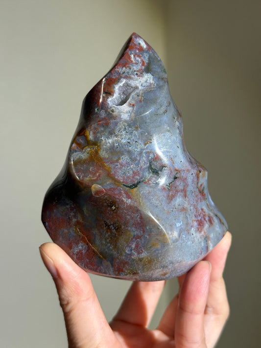 Colorful Sea Jasper Flame, Madagascar