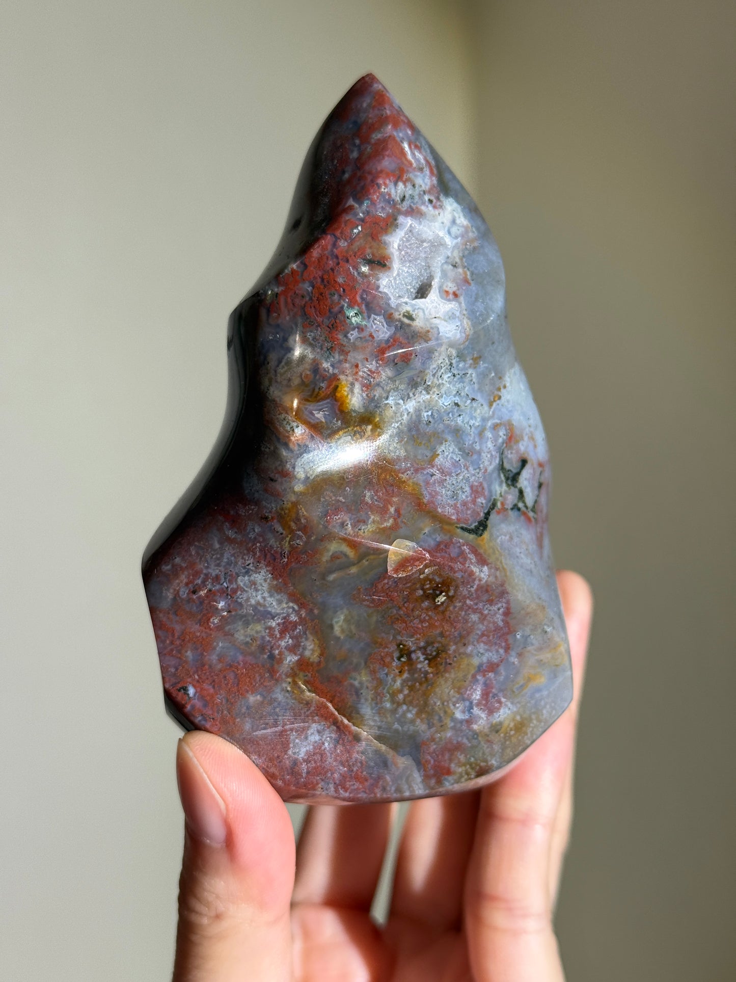 Colorful Sea Jasper Flame, Madagascar