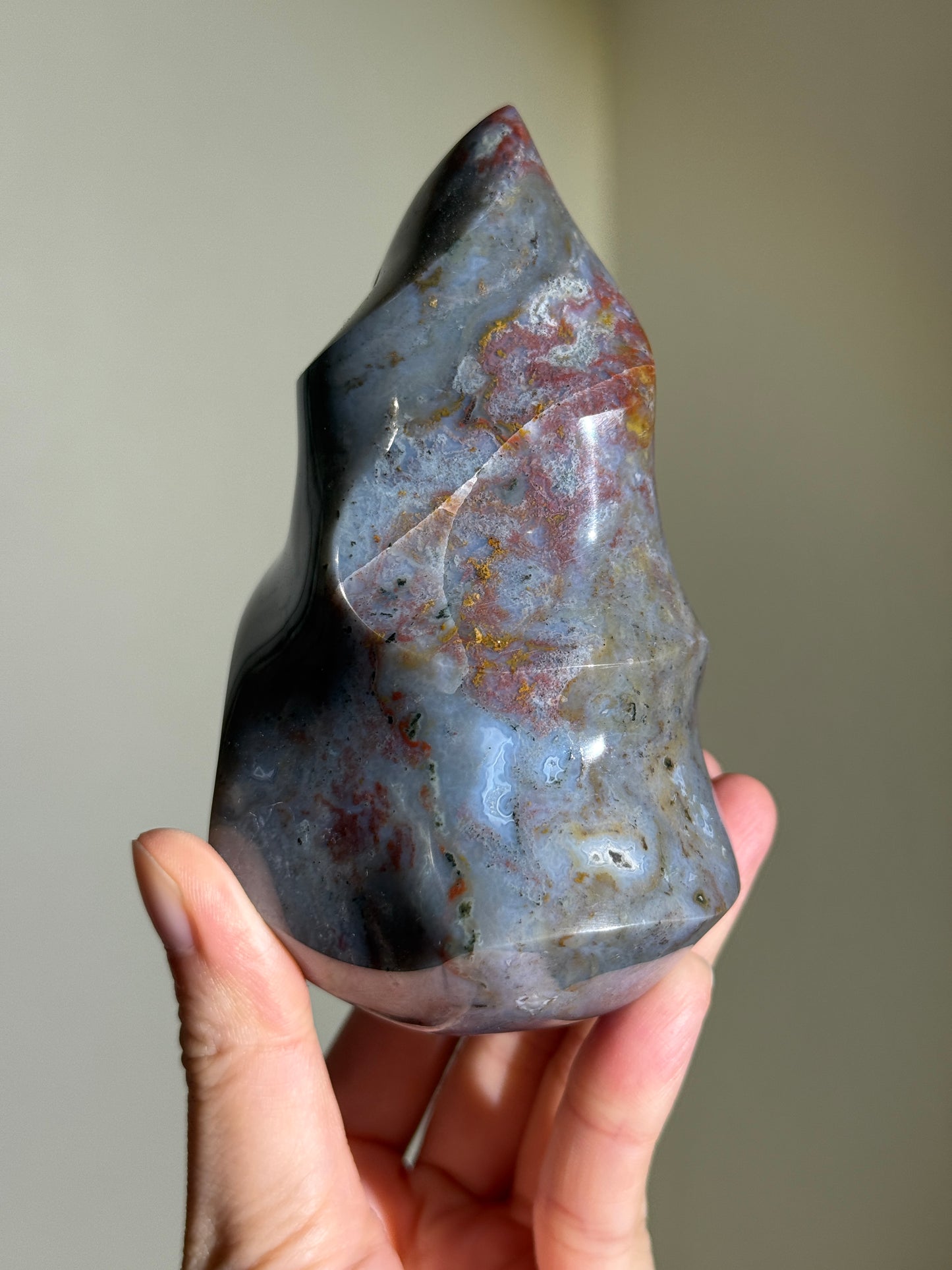 Colorful Sea Jasper Flame, Madagascar