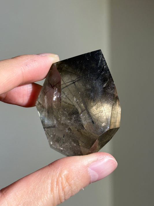 Black & Green Tourmaline in Citrine Freeform, Brazil