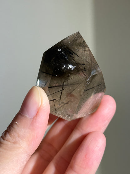 Black & Green Tourmaline in Citrine Freeform, Brazil