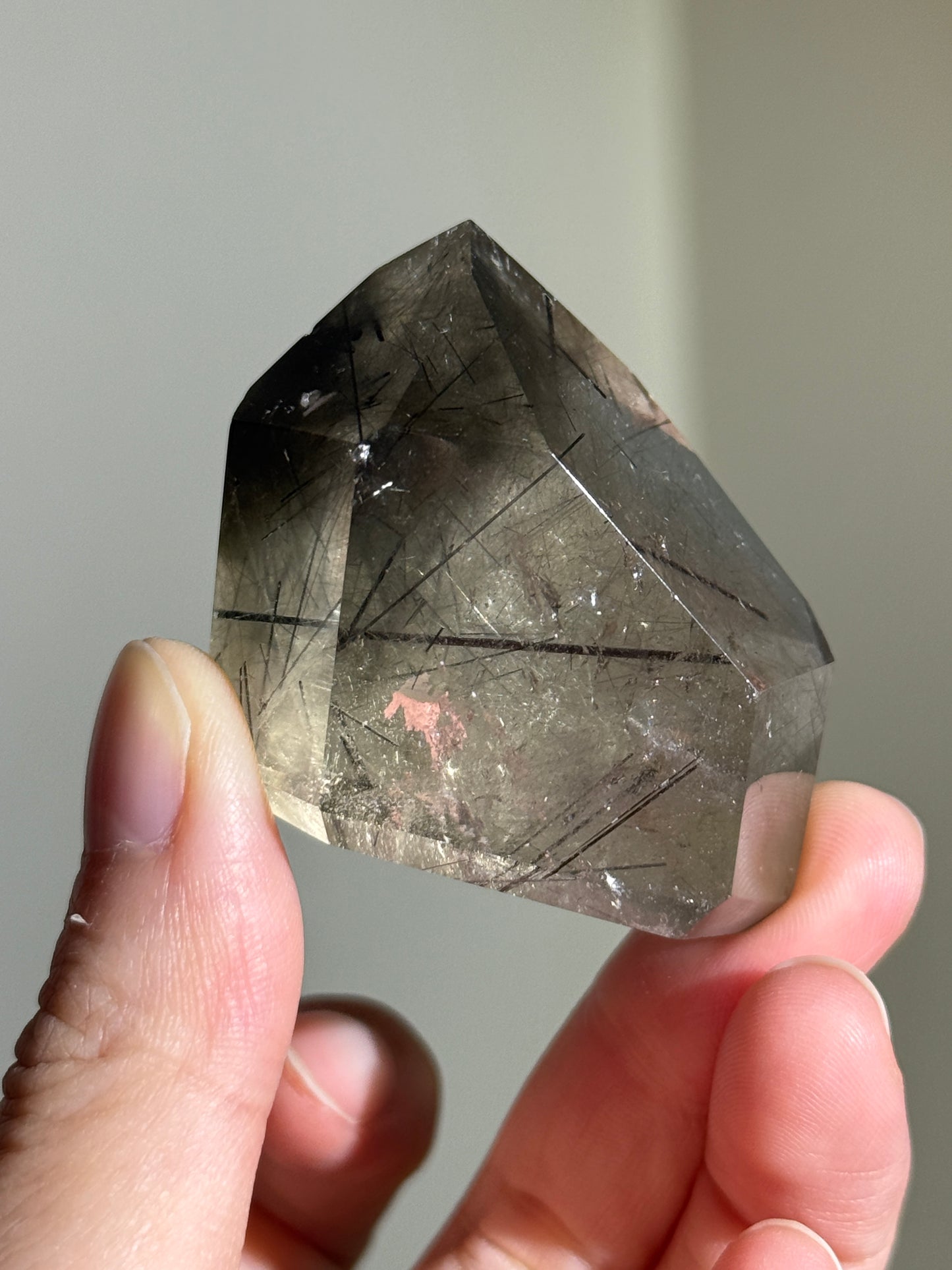 Black & Green Tourmaline in Citrine Freeform, Brazil
