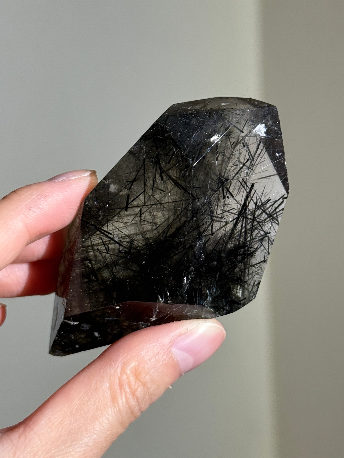 Large Black & Green Tourmaline in Quartz Freeform, Brazil