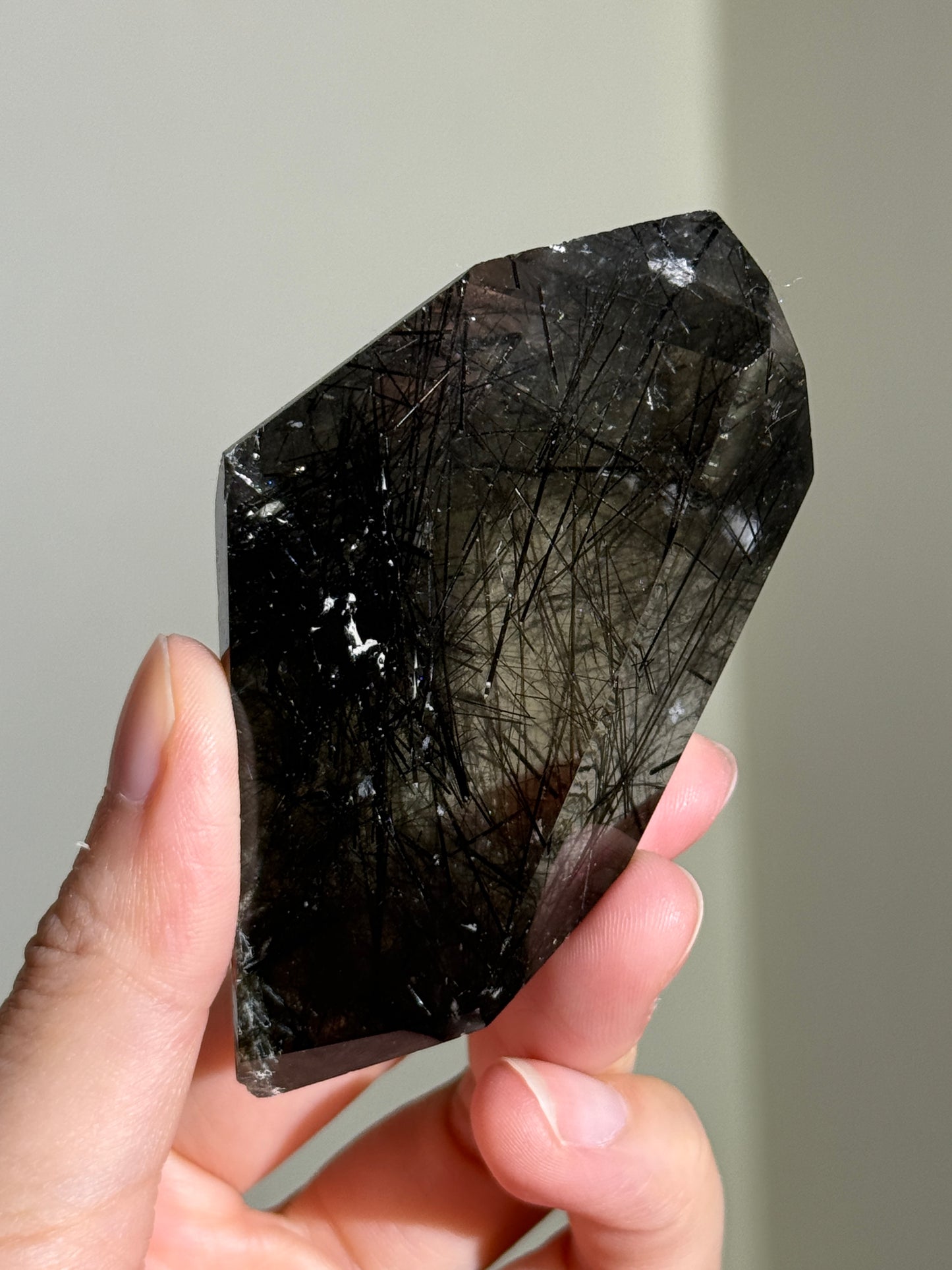 Large Black & Green Tourmaline in Quartz Freeform, Brazil
