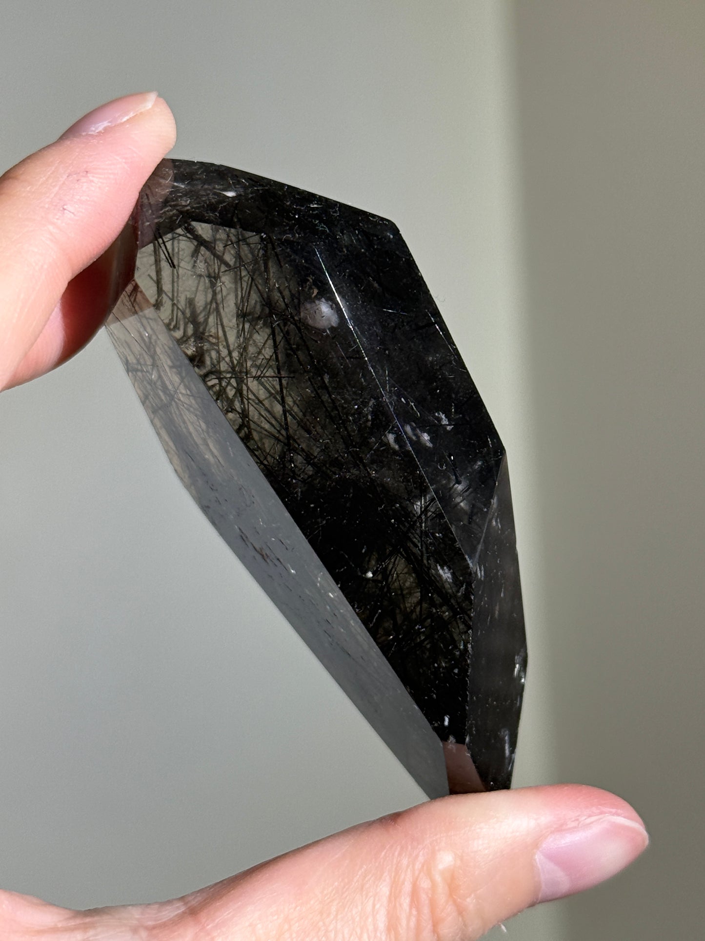 Large Black & Green Tourmaline in Quartz Freeform, Brazil