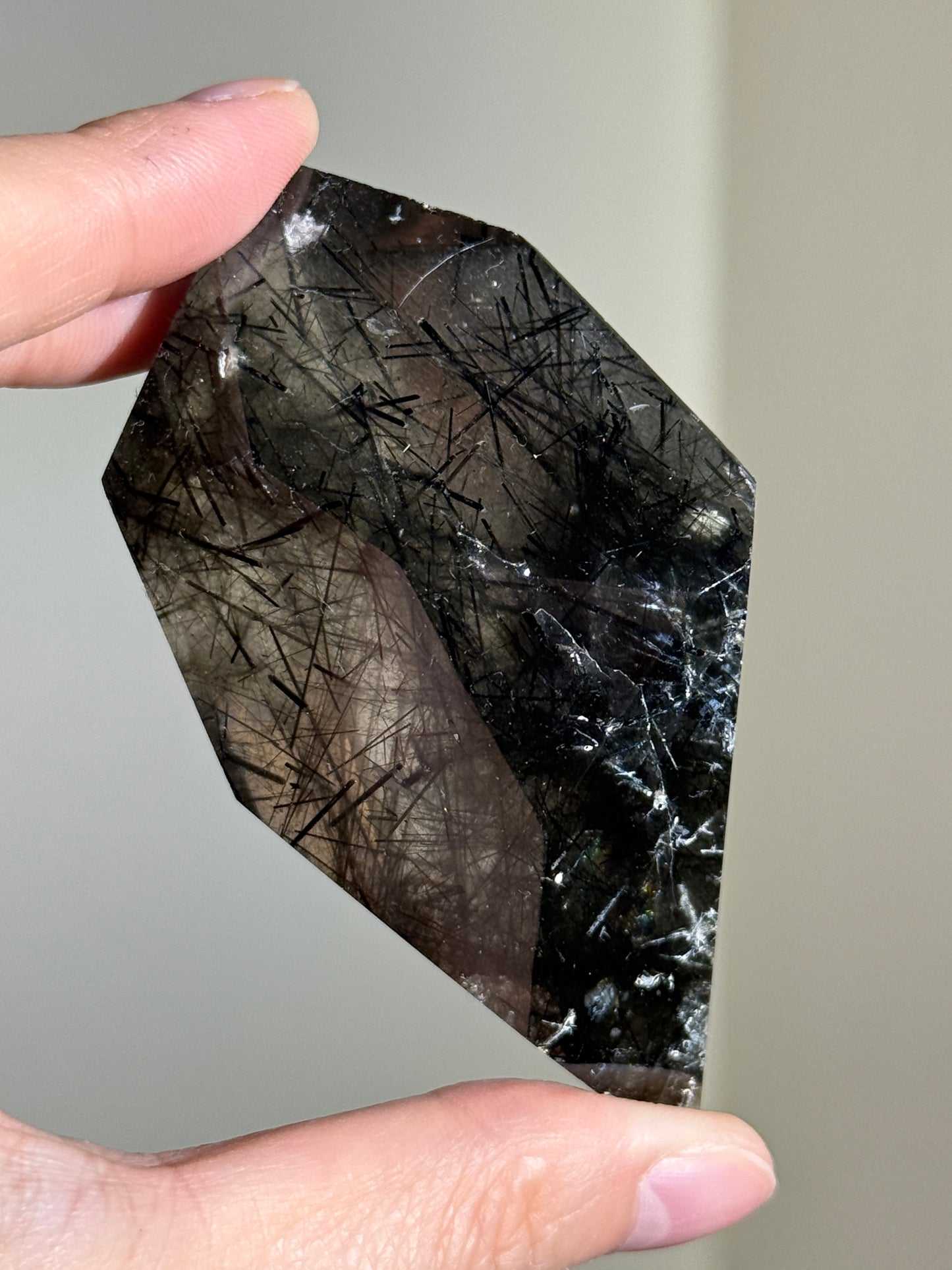 Large Black & Green Tourmaline in Quartz Freeform, Brazil
